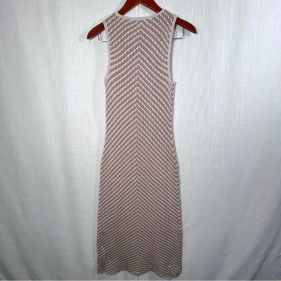 House Of Harlow 1960 NWT Chevron Crochet Knit Ivory Khaki Maxi Dress Size M - Picture 9 of 12